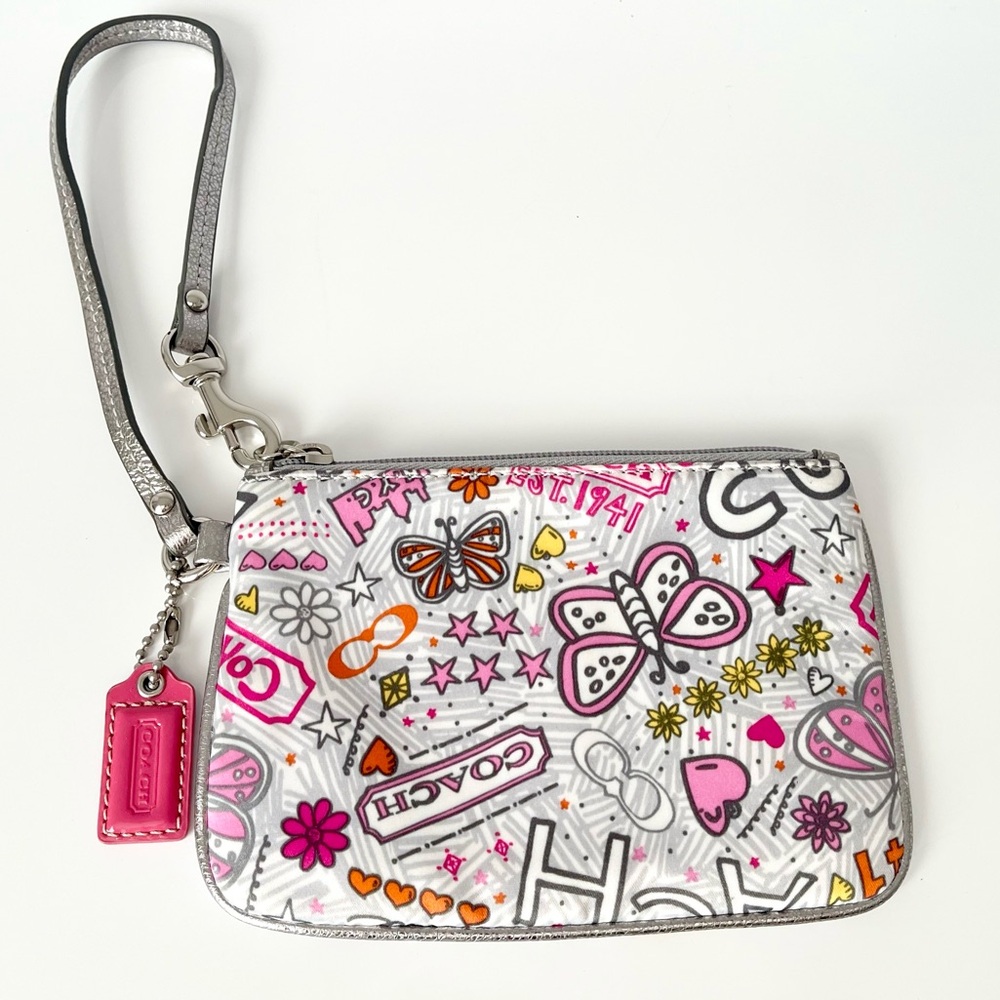 Coach Poppy Graffiti Print Wristlet